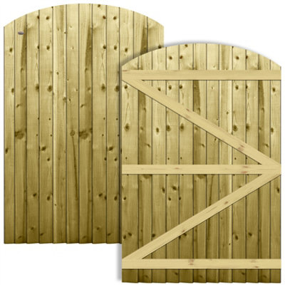 Premier Garden Supplies Pedestrian Gate 180cm (6ft) High x 120cm Wide Feather Edge Arch Top Semi-Braced Single Swing Gate