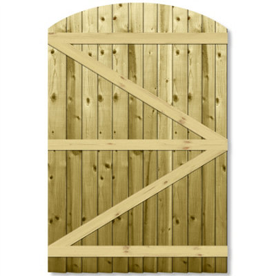 Premier Garden Supplies Pedestrian Gate 180cm (6ft) High x 120cm Wide Feather Edge Arch Top Semi-Braced Single Swing Gate