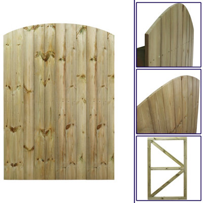 Premier Garden Supplies Pedestrian Gate 180cm (6ft) High x 120cm Wide Tongue & Groove Arch Top Fully Framed Single Swing Gate