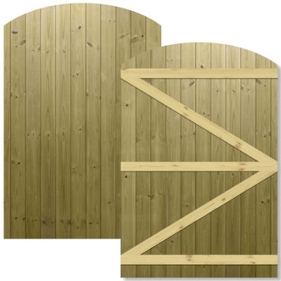 Premier Garden Supplies Pedestrian Gate 180cm (6ft) High x 120cm Wide Tongue & Groove Arch Top Semi-Braced Single Swing Gate