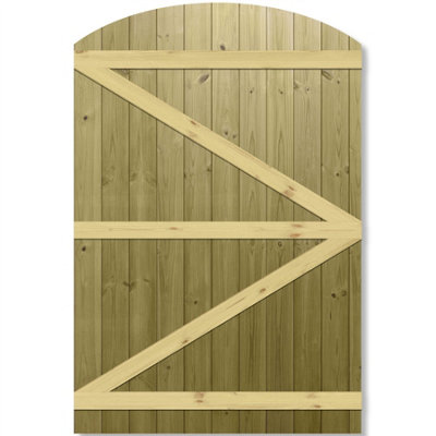 Premier Garden Supplies Pedestrian Gate 180cm (6ft) High x 120cm Wide Tongue & Groove Arch Top Semi-Braced Single Swing Gate - 4