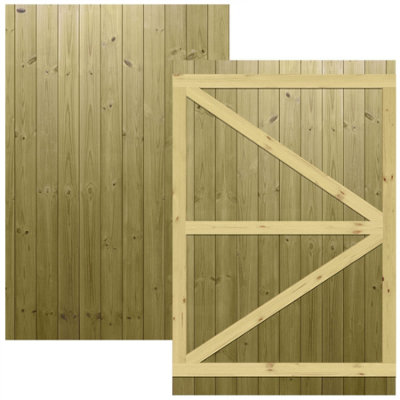 Premier Garden Supplies Pedestrian Gate 180cm (6ft) High x 120cm Wide Tongue & Groove Flat Top Fully Framed Single Swing Gate