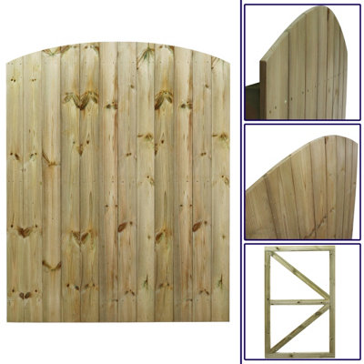 Premier Garden Supplies Pedestrian Gate 180cm (6ft) High x 135cm Wide Tongue & Groove Arch Top Fully Framed Single Swing Gate