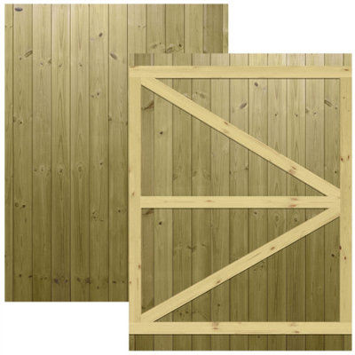 Premier Garden Supplies Pedestrian Gate 180cm (6ft) High x 135cm Wide Tongue & Groove Flat Top Fully Framed Single Swing Gate