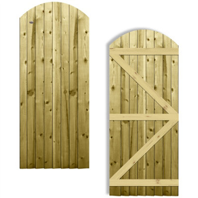 Premier Garden Supplies Pedestrian Gate 180cm (6ft) High x 75cm Wide Feather Edge Arch Top Semi-Braced Single Swing Gate