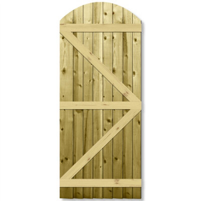 Premier Garden Supplies Pedestrian Gate 180cm (6ft) High x 75cm Wide Feather Edge Arch Top Semi-Braced Single Swing Gate