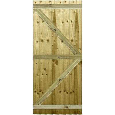 Premier Garden Supplies Pedestrian Gate 180cm (6ft) High x 75cm Wide Feather Edge Flat Top Semi-Braced Single Swing Gate - 4