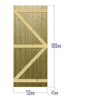 Premier Garden Supplies Pedestrian Gate 180cm (6ft) High x 75cm Wide Tongue & Groove Flat Top Semi-Braced Single Swing Gate - 5