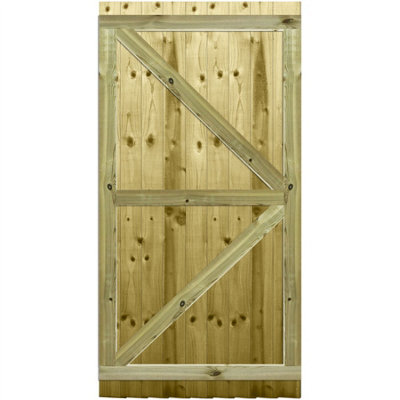 Premier Garden Supplies Pedestrian Gate 180cm (6ft) High x 90cm Wide Feather Edge Flat Top Fully Framed Single Swing Gate - 3