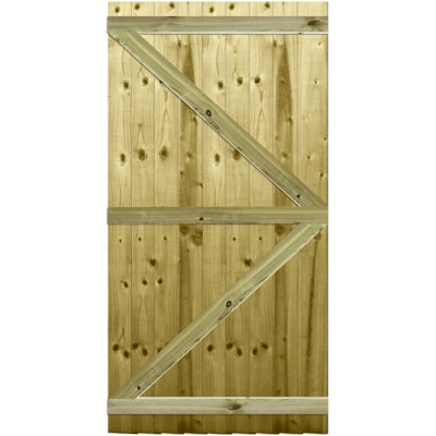 Premier Garden Supplies Pedestrian Gate 180cm (6ft) High x 90cm Wide Feather Edge Flat Top Semi-Braced Single Swing Gate - 3