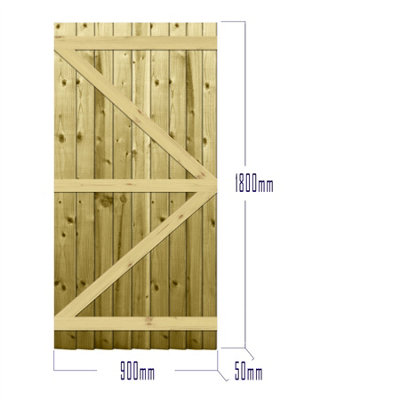 Premier Garden Supplies Pedestrian Gate 180cm (6ft) High x 90cm Wide Feather Edge Flat Top Semi-Braced Single Swing Gate - 5