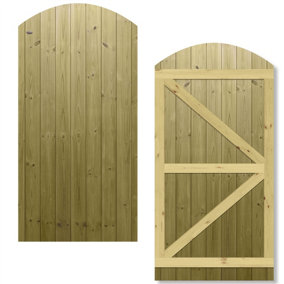 Premier Garden Supplies Pedestrian Gate 180cm (6ft) High x 90cm Wide Tongue & Groove Arch Top Fully Framed Single Swing Gate