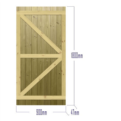 Premier Garden Supplies Pedestrian Gate 180cm (6ft) High x 90cm Wide Tongue & Groove Flat Top Fully Framed Single Swing Gate - 6