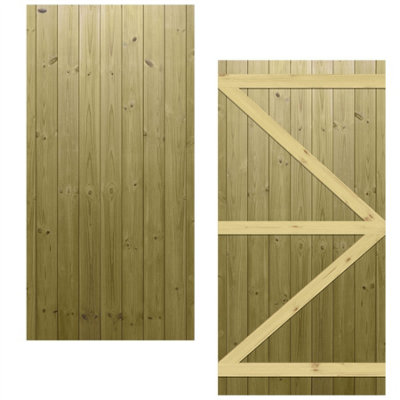 Premier Garden Supplies Pedestrian Gate 180cm (6ft) High x 90cm Wide Tongue & Groove Flat Top Semi-Braced Single Swing Gate