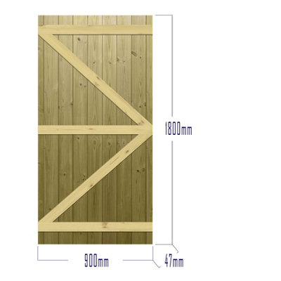 Premier Garden Supplies Pedestrian Gate 180cm (6ft) High x 90cm Wide Tongue & Groove Flat Top Semi-Braced Single Swing Gate - 4