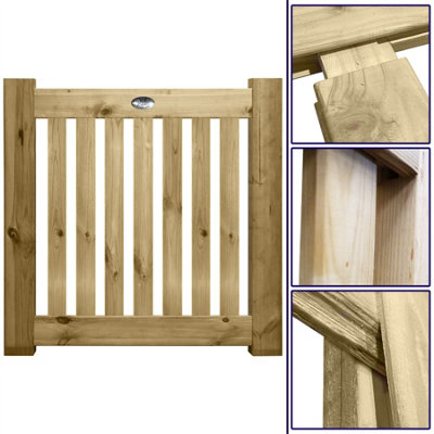 Premier Garden Supplies Pedestrian PATHWAY Gate Vertical Picket Pale Boards Rebated in a Thick H-Frame (H) 3ft x (W) 3ft - 5
