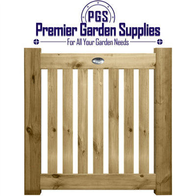Premier Garden Supplies Pedestrian PATHWAY Gate Vertical Picket Pale Boards Rebated in a Thick H-Frame (H) 3ft x (W) 3ft - 6