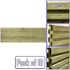 Premier Garden Supplies Roma Double Slotted (Pack of 10) Width: 6ft x Height: 2ft Venetian Fence Panel/Topper/Trellis