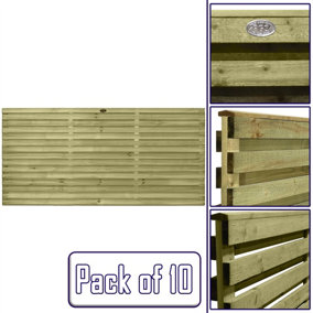 Premier Garden Supplies Roma Double Slotted (Pack of 10) Width: 6ft x Height: 3ft Venetian Fence Panel/Topper/Trellis