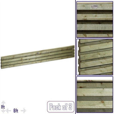 Premier Garden Supplies Roma Double Slotted (Pack of 3) Width: 6ft x Height: 1ft Venetian Fence Panel/Topper/Trellis