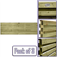 Premier Garden Supplies Roma Double Slotted (Pack of 3) Width: 6ft x Height: 2ft Venetian Fence Panel/Topper/Trellis