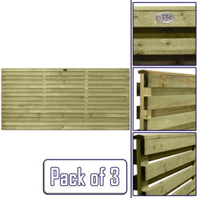Premier Garden Supplies Roma Double Slotted (Pack of 3) Width: 6ft x Height: 3ft Venetian Fence Panel/Topper/Trellis