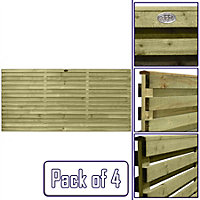 Premier Garden Supplies Roma Double Slotted (Pack of 4) Width: 6ft x Height: 3ft Venetian Fence Panel/Topper/Trellis