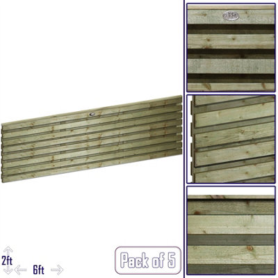 Premier Garden Supplies Roma Double Slotted (Pack of 5) Width: 6ft x Height: 2ft Venetian Fence Panel/Topper/Trellis