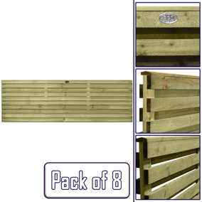 Premier Garden Supplies Roma Double Slotted (Pack of 8) Width: 6ft x Height: 2ft Venetian Fence Panel/Topper/Trellis