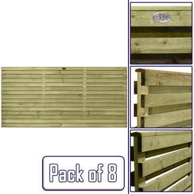 Premier Garden Supplies Roma Double Slotted (Pack of 8) Width: 6ft x Height: 3ft Venetian Fence Panel/Topper/Trellis