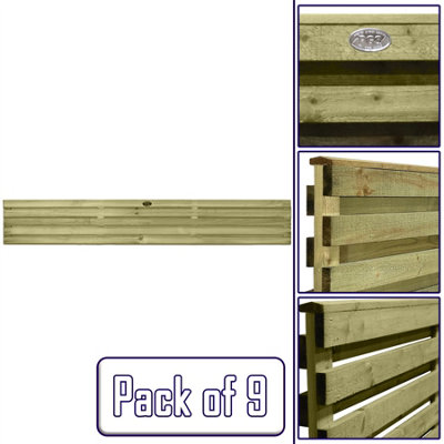 Premier Garden Supplies Roma Double Slotted (Pack of 9) Width: 6ft x Height: 1ft Venetian Fence Panel/Topper/Trellis
