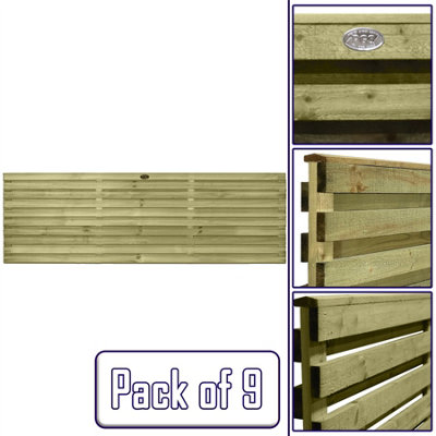 Premier Garden Supplies Roma Double Slotted (Pack of 9) Width: 6ft x Height: 2ft Venetian Fence Panel/Topper/Trellis