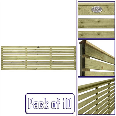 Premier Garden Supplies Roma Single Slotted (Pack of 10) Width: 6ft x Height: 2ft Venetian Fence Panel/Topper/Trellis