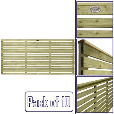 Premier Garden Supplies Roma Single Slotted (Pack of 10) Width: 6ft x Height: 3ft Venetian Fence Panel/Topper/Trellis