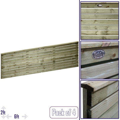 Premier Garden Supplies Roma Single Slotted (Pack of 4) Width: 6ft x Height: 2ft Venetian Fence Panel/Topper/Trellis