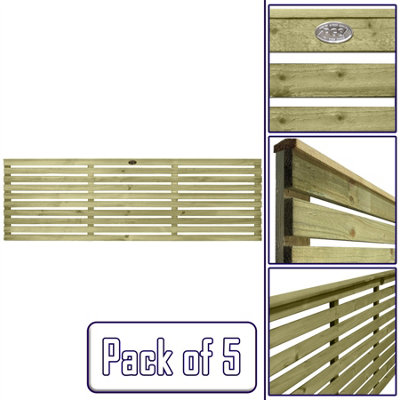 Premier Garden Supplies Roma Single Slotted (Pack of 5) Width: 6ft x Height: 2ft Venetian Fence Panel/Topper/Trellis