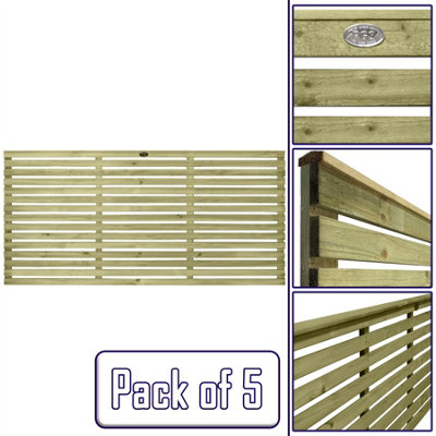 Premier Garden Supplies Roma Single Slotted (Pack of 5) Width: 6ft x Height: 3ft Venetian Fence Panel/Topper/Trellis