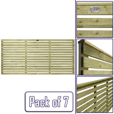 Premier Garden Supplies Roma Single Slotted (Pack of 7) Width: 6ft x Height: 3ft Venetian Fence Panel/Topper/Trellis