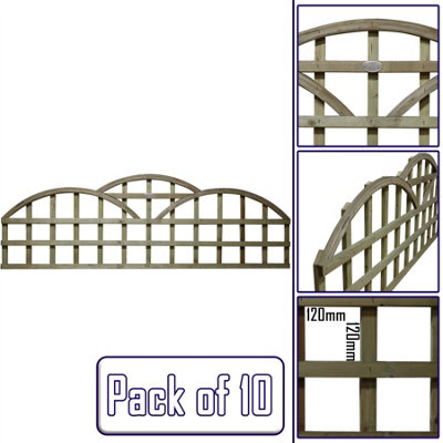 Premier Garden Supplies Triple Dome Standard Square Trellis Width: 6ft (183cm) x Height: 1ft (30cm) Fence Topper Panel/Climber