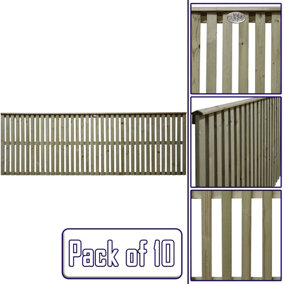 Premier Garden Supplies Tuscany Vertical Slatted (Pack of 10) Width: 6ft x Height: 2ft Flat Capped Fence Panel/Topper/Trellis