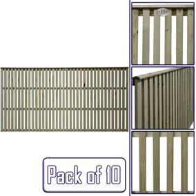 Premier Garden Supplies Tuscany Vertical Slatted (Pack of 10) Width: 6ft x Height: 3ft Flat Capped Fence Panel/Topper/Trellis