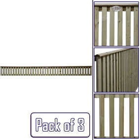 Premier Garden Supplies Tuscany Vertical Slatted (Pack of 3) Width: 6ft x Height: 0.5ft Flat Capped Fence Panel/Topper/Trellis