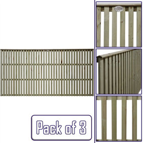 Premier Garden Supplies Tuscany Vertical Slatted (Pack of 3) Width: 6ft x Height: 3ft Flat Capped Fence Panel/Topper/Trellis