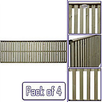 Premier Garden Supplies Tuscany Vertical Slatted (Pack of 4) Width: 6ft x Height: 2ft Flat Capped Fence Panel/Topper/Trellis