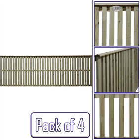 Premier Garden Supplies Tuscany Vertical Slatted (Pack of 4) Width: 6ft x Height: 2ft Flat Capped Fence Panel/Topper/Trellis