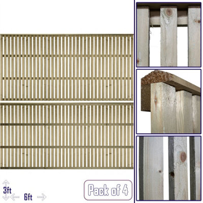 Premier Garden Supplies Tuscany Vertical Slatted (Pack of 4) Width: 6ft x Height: 3ft Flat Capped Fence Panel/Topper/Trellis