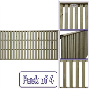 Premier Garden Supplies Tuscany Vertical Slatted (Pack of 4) Width: 6ft x Height: 3ft Flat Capped Fence Panel/Topper/Trellis