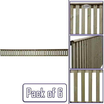 Premier Garden Supplies Tuscany Vertical Slatted (Pack of 6) Width: 6ft x Height: 0.5ft Flat Capped Fence Panel/Topper/Trellis
