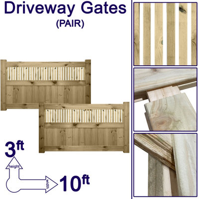 Premier Garden Supplies URBAN ELITE FORTRESS Driveway Gates Height: 3ft x Full Width: 10ft (300cm) Premier Tuscany