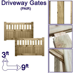 Premier Garden Supplies URBAN ELITE FORTRESS Driveway Gates Height: 3ft x Full Width: 9ft (270cm) Premier Pale